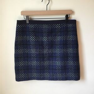 British Tweed Blue Plaid Skirt
